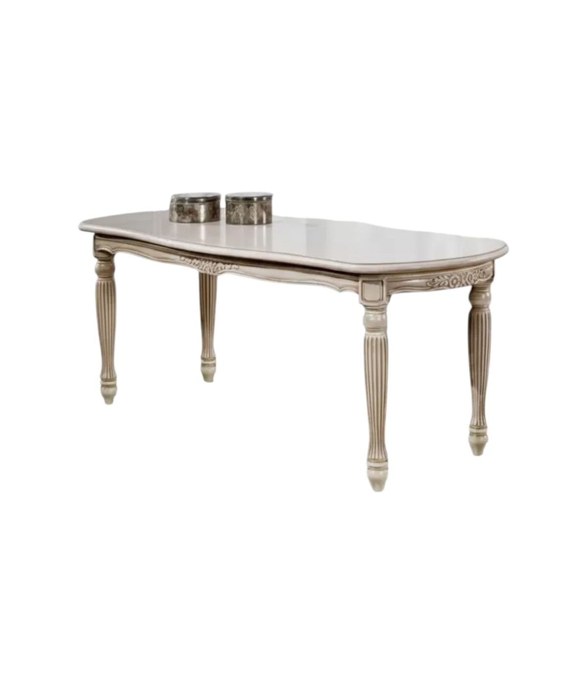 MOBILI 2G - TAVOLINO SHABBY DA SALOTTO IN LEGNO INTAGLIATO CON FREGI