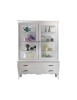 Cristalliera 2 porte 2 cassetti legno shabby bianco decori rilievo 161X54X217