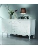 Credenza 2 porte 4 cassetti legno shabby bianco decori rilievo 211X60X110