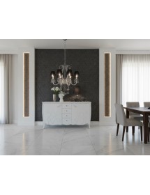 Credenza 2 porte 4 cassetti legno shabby bianco decori rilievo 211X60X110