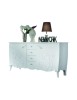 Credenza 2 porte 4 cassetti legno shabby bianco decori rilievo 211X60X110