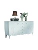 Credenza 2 porte 4 cassetti legno shabby bianco decori rilievo 211X60X110