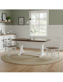 Set tavolo fratino allungabile legno shabby bianco e noce 160x85 180x85 180x100 con 6 sedie