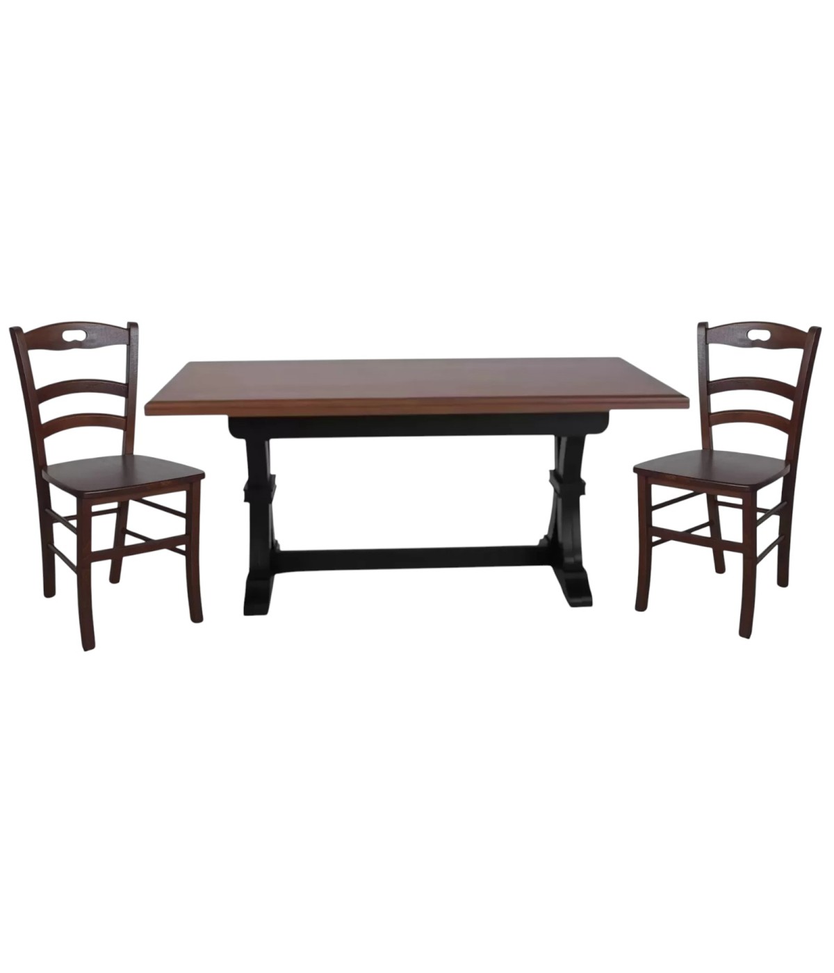 Set tavolo fratino allungabile legno shabby nero e noce 160x85 180x85 180x100 con 6 sedie