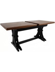 Set tavolo fratino allungabile legno shabby nero e noce 160x85 180x85 180x100 con 6 sedie