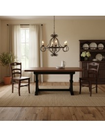 Set tavolo fratino allungabile legno shabby nero e noce 160x85 180x85 180x100 con 6 sedie