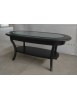 TAVOLINO OVALE PIANO VETRO SHABBY LEGNO NERO 110X60X48