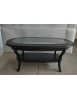 TAVOLINO OVALE PIANO VETRO SHABBY LEGNO NERO 110X60X48