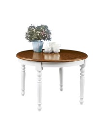 Set tavolo rotondo shabby allungabile legno bicolore 120X120X78 con 4 sedie