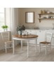 Set tavolo rotondo shabby allungabile legno bicolore 120X120X78 con 4 sedie