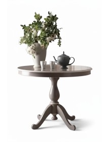 MOBILI 2G - TAVOLO SHABBY ROTONDO FISSO IN LEGNO BIANCO L.110 P.110 H.78