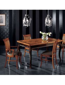 Set tavolo allungabile legno shabby intarsiato 160X90x78 con 6 sedie