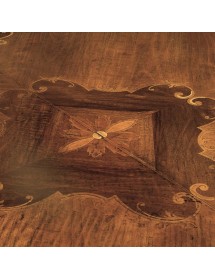 Set tavolo allungabile legno shabby intarsiato 160X90x78 con 6 sedie