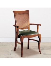 Poltrona classica legno imbottita ecopelle legno 65x58x94