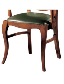 Poltrona classica legno imbottita ecopelle legno 65x58x94
