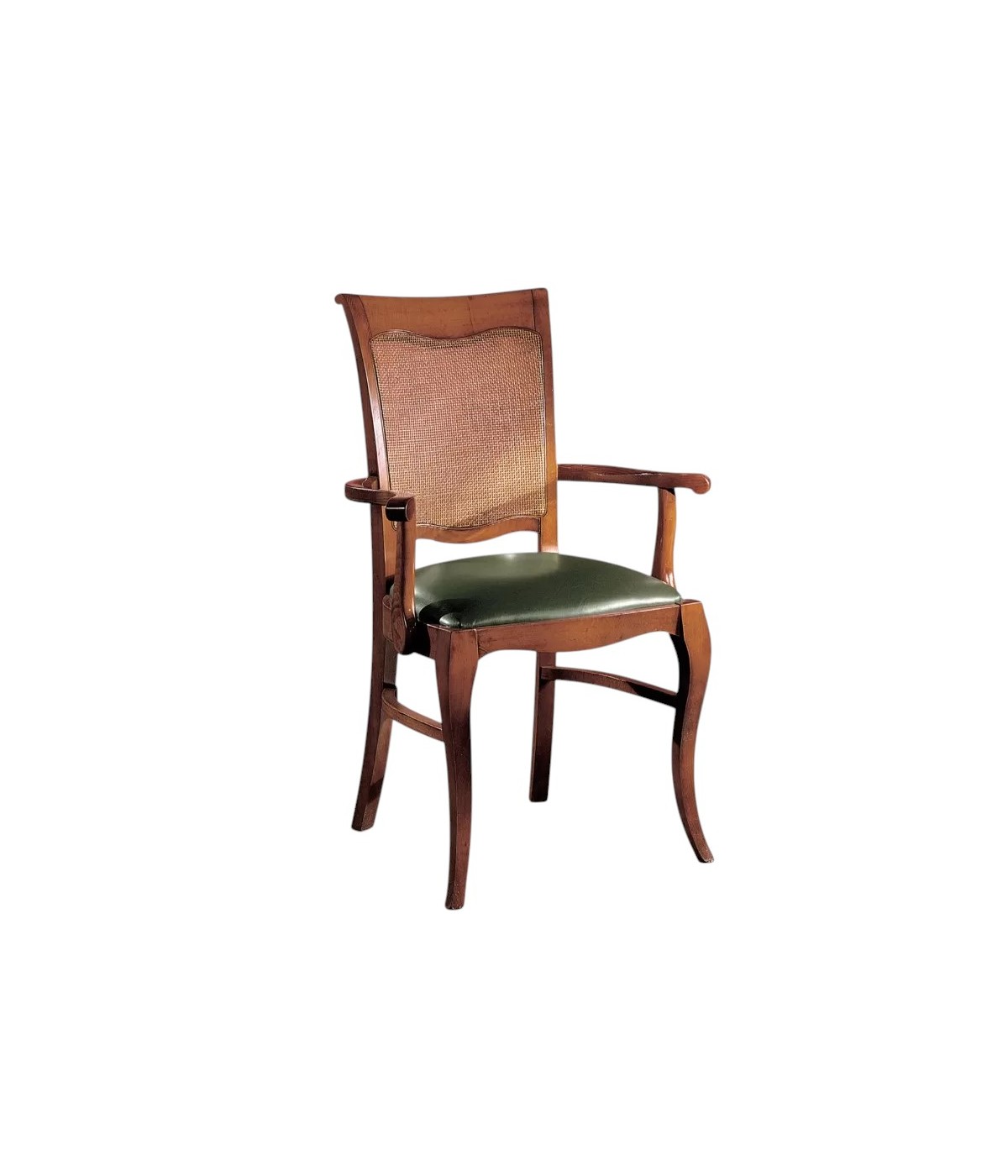 Poltrona classica legno imbottita ecopelle legno 65x58x94