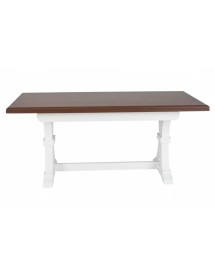 Set tavolo fratino allungabile legno shabby bianco e noce 160x85 180x85 180x100 con 6 sedie