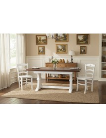 Set tavolo fratino allungabile legno shabby bianco e noce 160x85 180x85 180x100 con 6 sedie