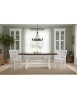 Set tavolo fratino allungabile legno shabby bianco e noce 160x85 180x85 180x100 con 6 sedie