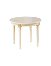 TAVOLINO ROTONDO DA SALOTTO LEGNO AVORIO INTAGLIATO CON FREGI ORO 53X53X46