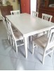 Set tavolo rettangolare shabby 100x70 120x80 140x80 160x85 allungabile con 4/6 sedie seduta imbottita