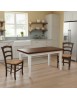 Set tavolo allungabile legno shabby bianco e noce 160x85 180x85 180x100 con 6 sedie paglia