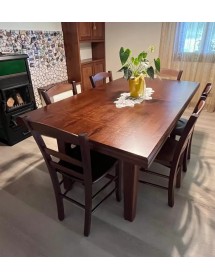 Set tavolo 160X85 180x85 180x100 arte povera allungabile con 6 sedie seduta paglia