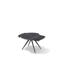 Tavolo moderno allungabile piano ceramica effetto marmo nero 120x90x77