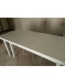 Set tavolo shabby bianco160X85 180x85 180x100 allungabile con 6 sedie legno seduta paglia