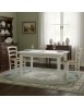 Set tavolo shabby bianco160X85 180x85 180x100 allungabile con 6 sedie legno seduta paglia