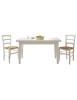 Set tavolo shabby bianco160X85 180x85 180x100 allungabile con 6 sedie legno seduta paglia