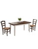 Set tavolo allungabile legno shabby bianco e noce 160x85 180x85 180x100 con 6 sedie paglia