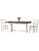 Set tavolo fratino allungabile legno shabby bianco e noce 160x85 180x85 180x100 con 6 sedie