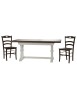 Set tavolo fratino allungabile legno shabby bianco e noce 160x85 180x85 180x100 con 6 sedie
