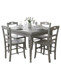 Set tavolo shabby grigio anticato gamba tornita 100x70 120x80 130x85 140x80 160x85 allungabile con 4/8 sedie seduta legno
