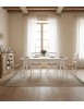 Set tavolo rettangolare shabby bianco 100x70 120x80 140x80 160x85 allungabile con 4/6 sedie legno seduta paglia