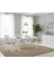 Set tavolo rettangolare shabby bianco 100x70 120x80 140x80 160x85 allungabile con 4/6 sedie legno seduta paglia