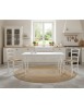 Set tavolo rettangolare shabby bianco 100x70 120x80 140x80 160x85 allungabile con 4/6 sedie legno seduta paglia