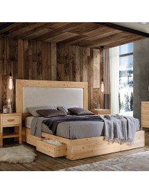MOBILI 2G - LETTO CORTINA MATRIMONIALE IN LEGNO MASSELLO DI ABETE 4 CASSETTI