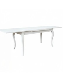 Set tavolo rettangolare shabby bianco 100x70 120x80 140x80 160x85 allungabile con 4/6 sedie legno seduta paglia