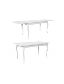 Set tavolo rettangolare shabby bianco 100x70 120x80 140x80 160x85 allungabile con 4/6 sedie legno seduta paglia