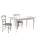 Set tavolo rettangolare shabby bianco 100x70 120x80 140x80 160x85 allungabile con 4/6 sedie legno seduta paglia