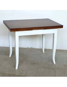 Set tavolo rettangolare shabby bicolore 100x70 120x80 140x80 160x85 allungabile con 4/6 sedie seduta paglia