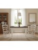 Set tavolo rettangolare shabby bicolore 100x70 120x80 140x80 160x85 allungabile con 4/6 sedie seduta paglia