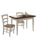 Set tavolo rettangolare shabby bicolore 100x70 120x80 140x80 160x85 allungabile con 4/6 sedie seduta paglia