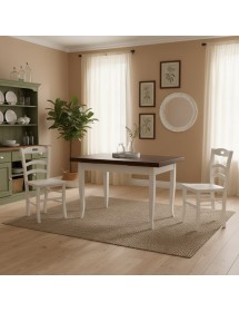 Set tavolo rettangolare shabby bicolore 100x70 120x80 140x80 160x85 allungabile con 4/6 sedie seduta legno