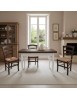 Set tavolo rettangolare shabby bicolore 100x70 120x80 140x80 160x85 allungabile con 4/6 sedie seduta paglia