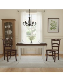 Set tavolo rettangolare shabby bicolore 100x70 120x80 140x80 160x85 allungabile con 4/6 sedie seduta legno