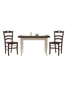 Set tavolo rettangolare shabby bicolore 100x70 120x80 140x80 160x85 allungabile con 4/6 sedie seduta legno