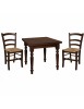 Set tavolo quadrato arte povera gamba tornita 90x90 100x100 allungabile con 4 sedie seduta paglia